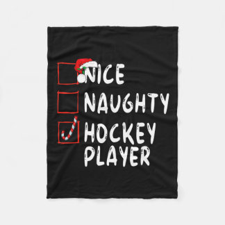 Nice Naughty Hockey Player Weihnachtsmann Fleecedecke