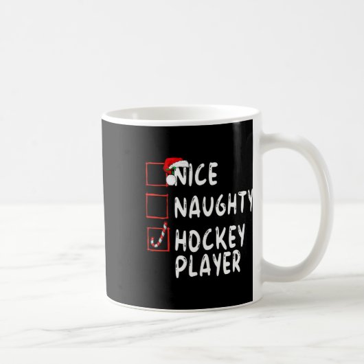 Nice Naughty Hockey Player Weihnachtsmann Kaffeetasse (Rechts)