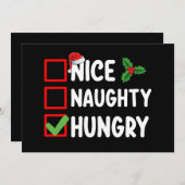 Nice Naughty Hunger Weihnachtsliste Familienurlaub Einladung (Vorne/Hinten)