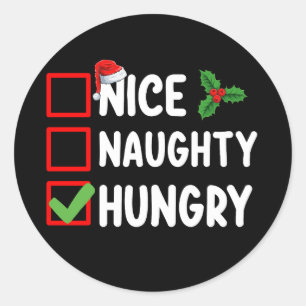Nice Naughty Hunger Weihnachtsliste Familienurlaub Runder Aufkleber