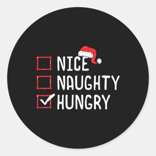 Nice Naughty Hungerliste Runder Aufkleber (Vorderseite)