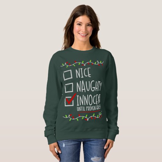 Nice Naughty I bedaure Nothing Christmas List Sant Sweatshirt (Vorne ganz)