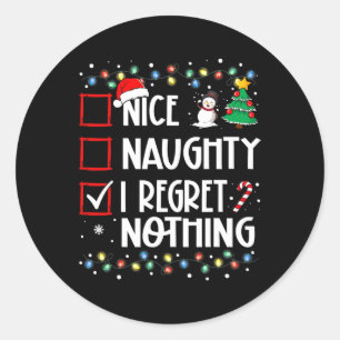 Nice Naughty I Bedret Nothing Christmas List Famil Runder Aufkleber