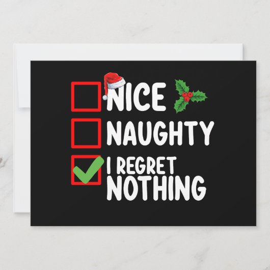 Nice Naughty I Bedret Nothing Christmas List Holid Einladung (Vorderseite)