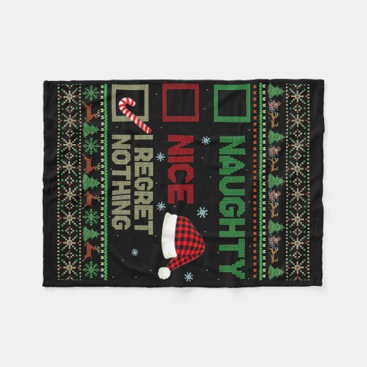 Nice Naughty I Bedret Nothing Ugly Sweater Christm Fleecedecke (Vorderseite (Horizontal))
