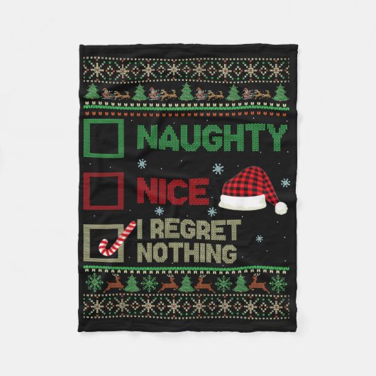 Nice Naughty I Bedret Nothing Ugly Sweater Christm Fleecedecke (Vorderseite)