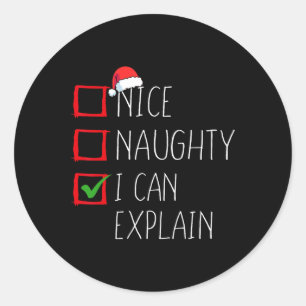 Nice Naughty I can erklären Weihnachtsliste Xmas S Runder Aufkleber