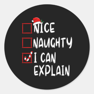 Nice Naughty I can erklären Weihnachtsliste Xmas S Runder Aufkleber
