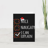 Nice Naughty I Can Explain Christmas List Santa Cl Karte (Vorderseite)