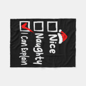 Nice Naughty I Can Explain Funny Christmas List Fa Fleecedecke (Vorderseite (Horizontal))