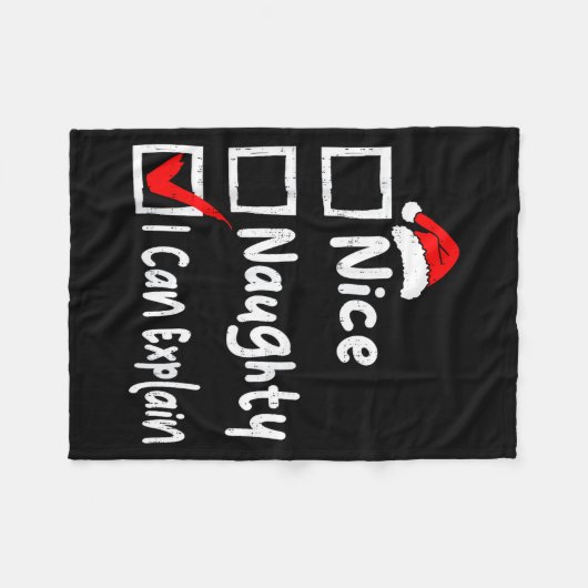 Nice Naughty I Can Explain Funny Christmas List Fa Fleecedecke (Vorderseite (Horizontal))