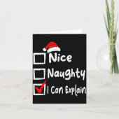 Nice Naughty I Can Explain Funny Christmas List Fa Karte (Vorderseite)