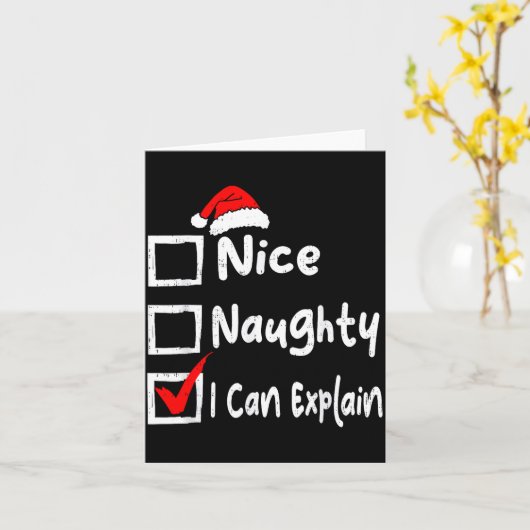 Nice Naughty I Can Explain Funny Christmas List Fa Karte (Gelbe Blume)