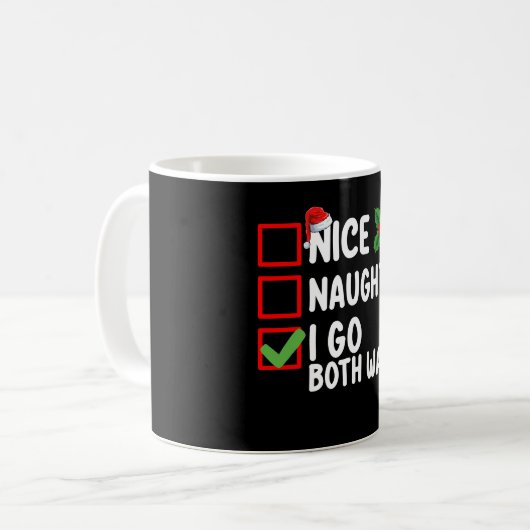 Nice Naughty I go Beide Arten Weihnachtskalender U Kaffeetasse (Vorderseite Links)