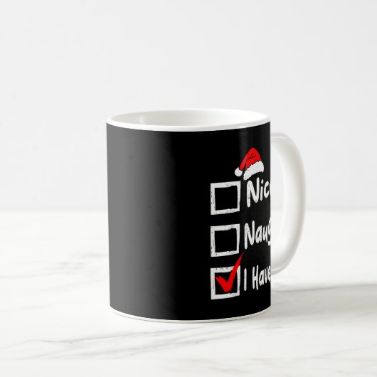 Nice Naughty I Have Fun Funny Christmas List Famil Kaffeetasse (VorderseiteRechts)