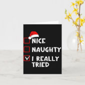 Nice Naughty I Really Tried Funny Christmas List Karte (Gelbe Blume)