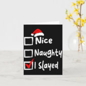 Nice Naughty I Slayed Funny Christmas List Family  Karte (Gelbe Blume)