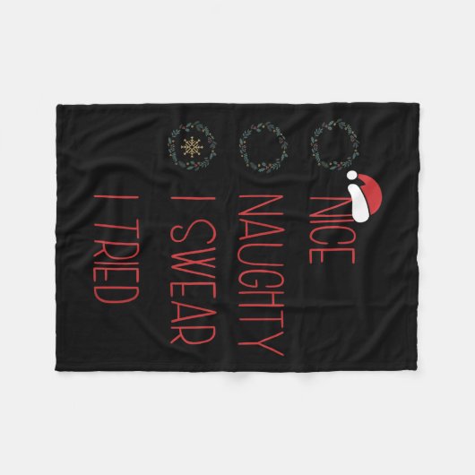 Nice Naughty I Swear I Tried, Christmas Funny Chec Fleecedecke (Vorderseite (Horizontal))