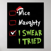 Nice Naughty I Swear I Tried, Christmas Funny Chec Poster (Vorne)