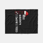 Nice Naughty I Swear I Tried Christmas List Family Fleecedecke (Vorderseite (Horizontal))