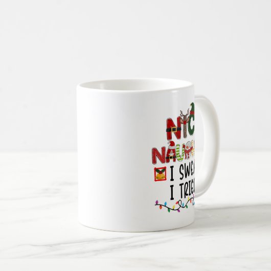 Nice Naughty I Swear I Tried Christmas List Family Kaffeetasse (VorderseiteRechts)