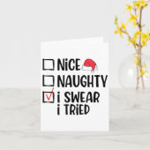 Nice Naughty I Swear I Tried Christmas List Funny  Karte (Gelbe Blume)