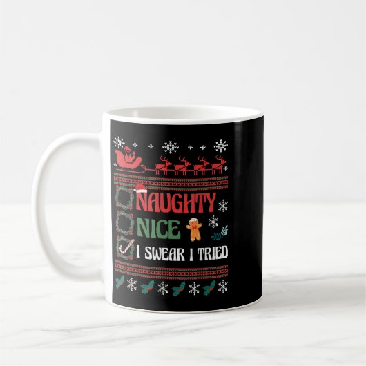 Nice Naughty I Swear I Tried Christmas List Matchi Kaffeetasse (Links)
