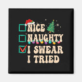 Nice Naughty I Swear I Tried, Christmas List Retro Magnet (Vorne)