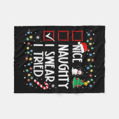 Nice Naughty I Swear I Tried Christmas List Santa  Fleecedecke (Vorderseite (Horizontal))