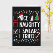Nice Naughty I Swear I Tried Christmas List Santa  Karte (Gelbe Blume)