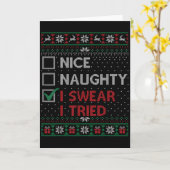 Nice Naughty I Swear I Tried Christmas List Xmas S Karte (Gelbe Blume)