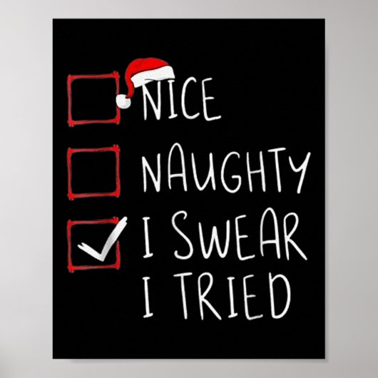 Nice Naughty I Swear I Tried Christmas Santa Graph Poster (Vorne)