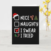Nice Naughty I Swear I Tried Funny Christmas List Karte (Gelbe Blume)