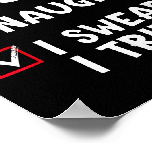 Nice Naughty I Swear I Tried List Christmas Santa Poster (Ecke)