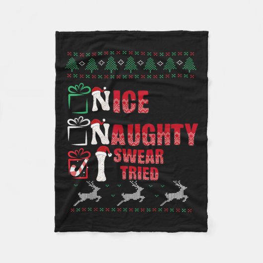 Nice Naughty I Swear I Tried List Xmas Lover Chris Fleecedecke (Vorderseite)