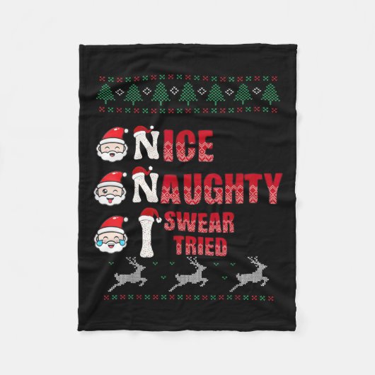 Nice Naughty I Swear I Tried List Xmas Lover Chris Fleecedecke (Vorderseite)