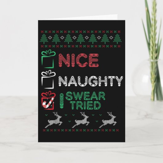 Nice Naughty I Swear I Tried List Xmas Lover Chris Karte (Vorderseite)