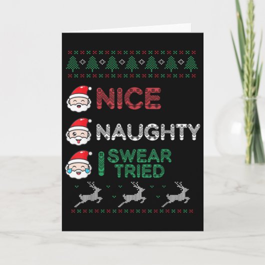 Nice Naughty I Swear I Tried List Xmas Lover Chris Karte (Vorderseite)