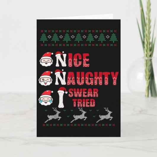 Nice Naughty I Swear I Tried List Xmas Lover Chris Karte (Vorderseite)