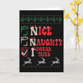 Nice Naughty I Swear I Tried List Xmas Lover Chris Karte (Gelbe Blume)