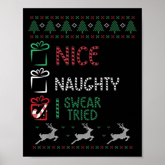 Nice Naughty I Swear I Tried List Xmas Lover Chris Poster (Vorne)