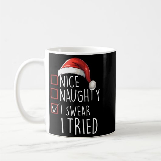 Nice Naughty I Swear I Tried Xmas Santa Claus Chri Kaffeetasse (Links)