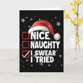 Nice Naughty I Swear I Tried Xmas Santa Claus Chri Karte (Gelbe Blume)