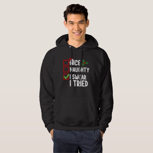 Nice Naughty I Sweet I Tried Christmas List Hoodie (Vorne ganz)