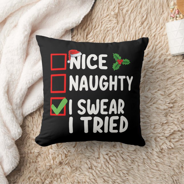 Nice Naughty I Sweet I Tried Christmas List Kissen (Decke)