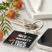 Nice Naughty I Sweet I Tried Christmas List Schlüsselanhänger (Vorderseite rechts)