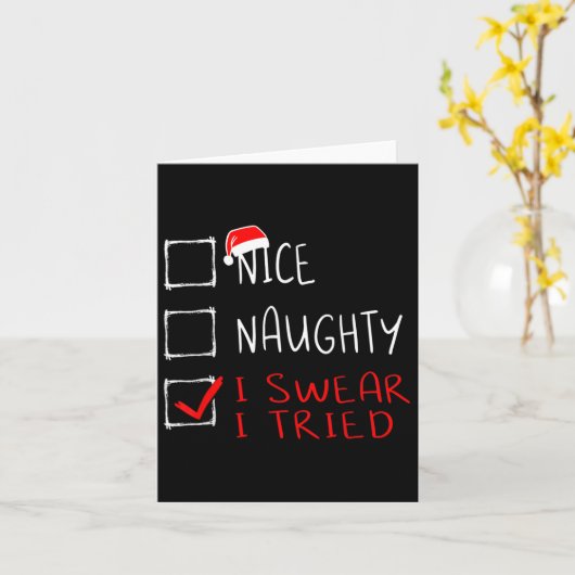 Nice Naughty I Sweet I Tried Funny Christmas List Karte (Gelbe Blume)