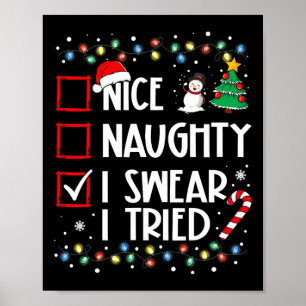 Nice Naughty I Sweet I Tried Weihnachten Familie W Poster
