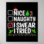 Nice Naughty I Sweet I Tried Xmas Teens Boys Men C Poster (Vorne)