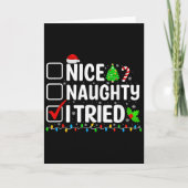 Nice Naughty I Tried Christmas List Family Xmas Pa Karte (Vorderseite)